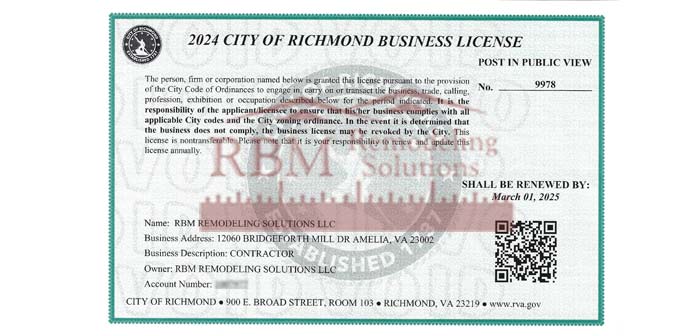 Richmond VA Business LICENSE 2024
