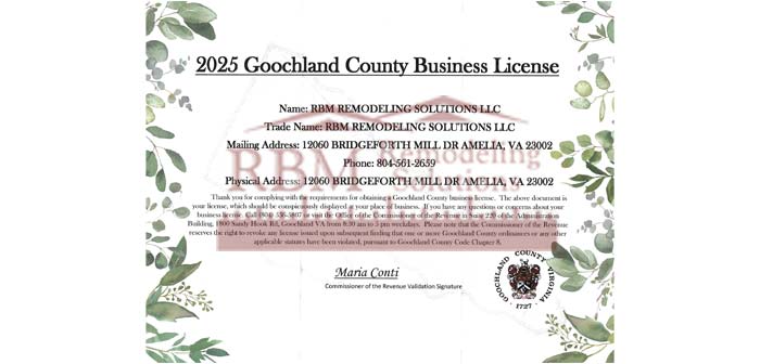 RBM-Remodeling-Solutions-LLC-Goochland-County-Business-License-2025