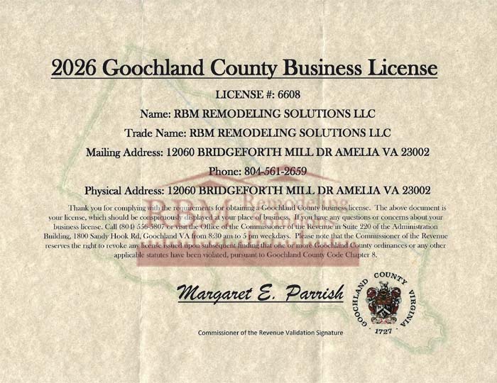 RBM_Remodeling_Solutions_LLC_Goochland_VA_Business_License_2026
